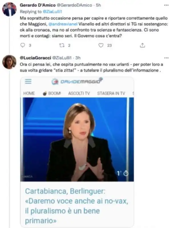 lucia goracci contro bianca berlinguer 