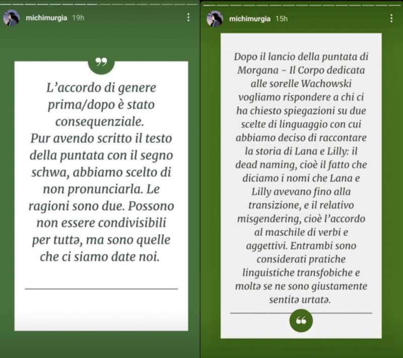 MICHELA MURGIA SI DIFENDE DALL ACCUSA DI AVER USATO UN LINGUAGGIO TRANSFOBICO