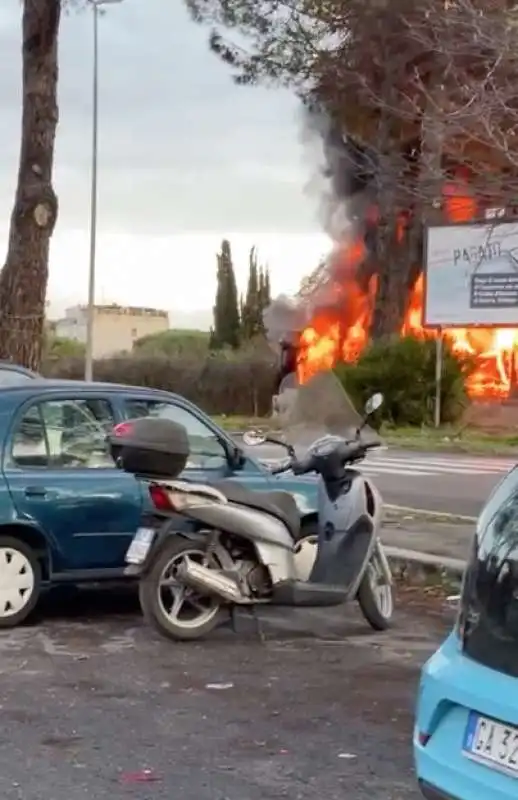 roma, autobus in fiamme a piazza monte di tai, al torrino   8