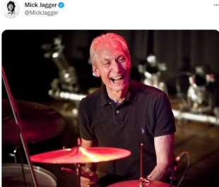 tweet di mick jagger per charlie watts