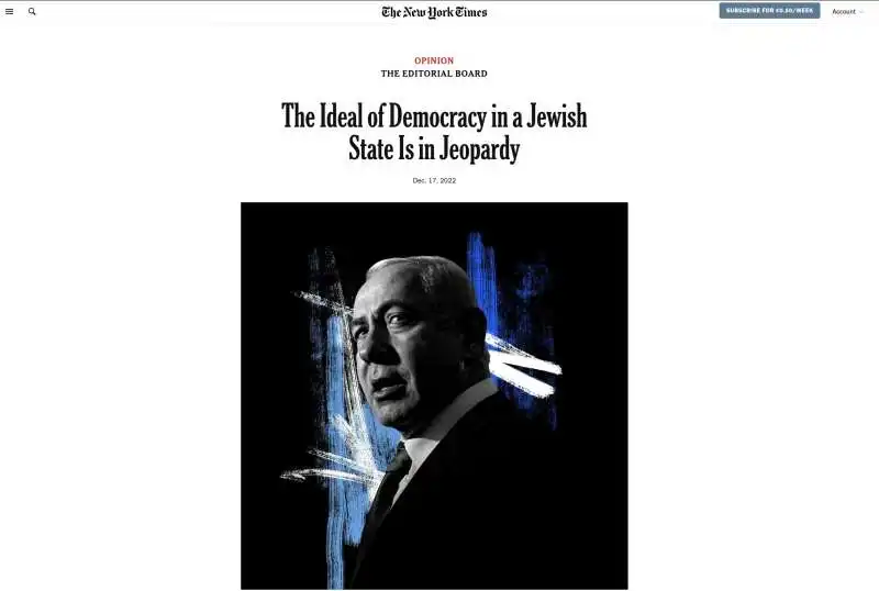 ARTICOLO DEL NEW YORK TIMES CONTRO NETANYAHU 