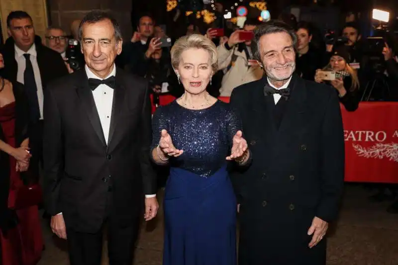 beppe sala   ursula von der leyen   attilio fontana   prima della scala 2022. 