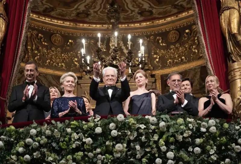 BEPPE SALA - URSULA VON DER LEYEN - IGNAZIO LA RUSSA - GIORGIA MELONI - PALCO REALE DELLA SCALA 2022