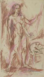 drawing self portrait with kitch 1957 carolee schneemann