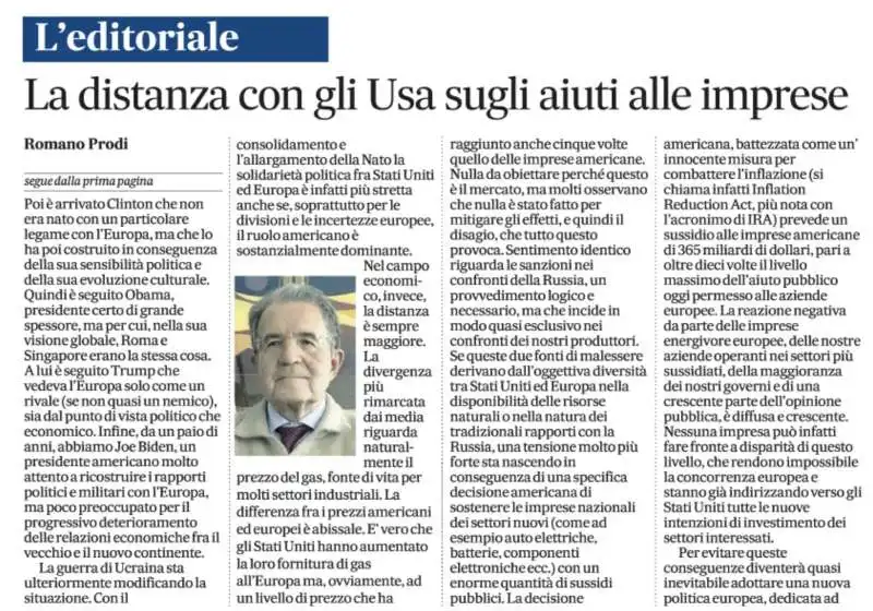 EDITORIALE ANTI AMERICANO DI ROMANO PRODI SUL MESSAGGERO 