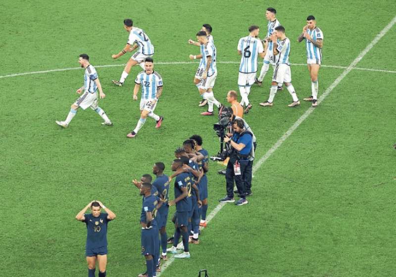 esultanza argentina dopo la vittoria contro la francia