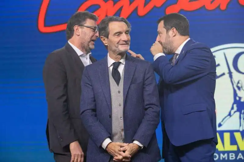 giancarlo giorgetti   attilio fontana   matteo salvini 