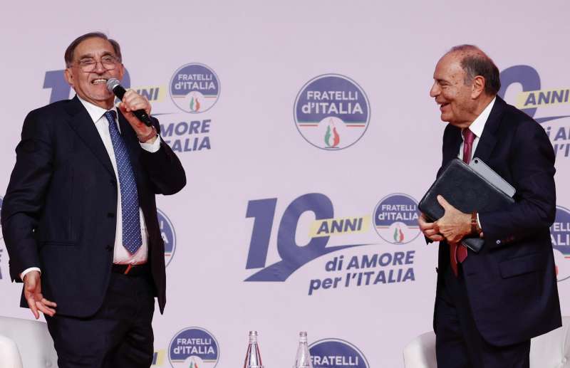 IGNAZIO LA RUSSA BRUNO VESPA - FESTA DIECI ANNI FRATELLI DITALIA