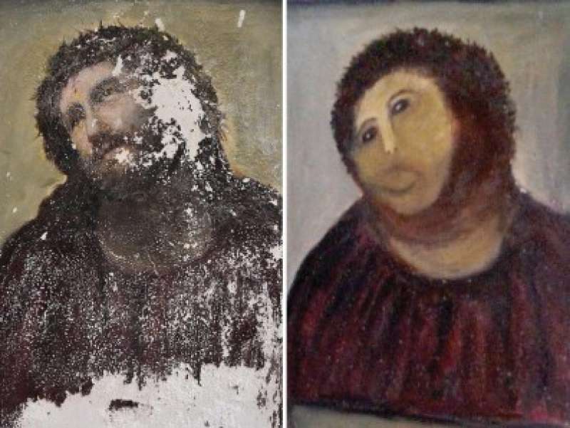 il restauro lineamenti di cristo affresco spagnolo