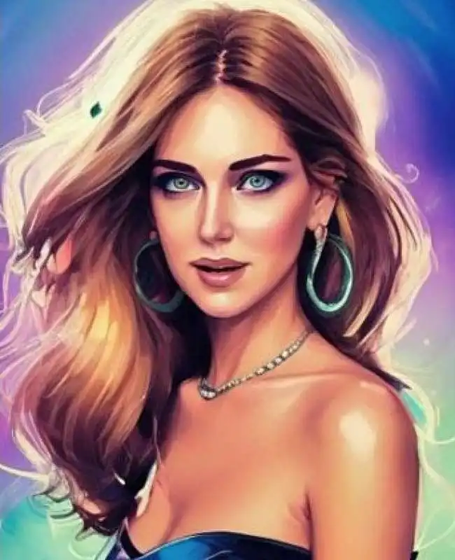 il ritratto di chiara ferragni creato con lensa ai su instagram