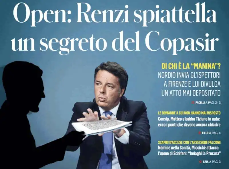 MATTEO RENZI SPIATTELLA UN SEGRETO DEL COPASIR - PRIMA PAGINA IL FATTO QUOTIDIANO 6 DICEMBRE 2022