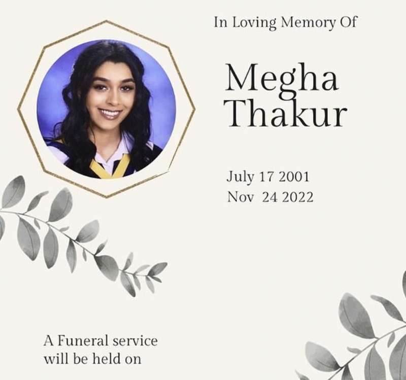 megha thakur funerale