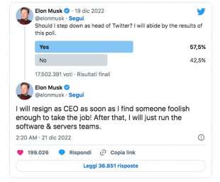 tweet dimissioni elon musk