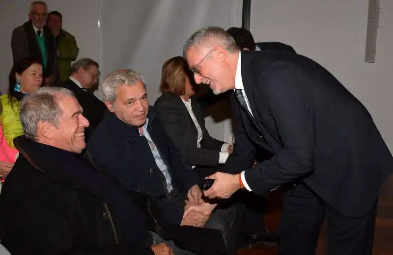 alessandro barbano saluta enrico mentana e giovanni minoli  foto di bacco