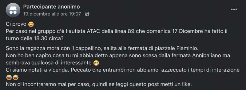 APPELLO SU FACEBOOK DI UNA RAGAZZA ALL AUTISTA DELL ATAC