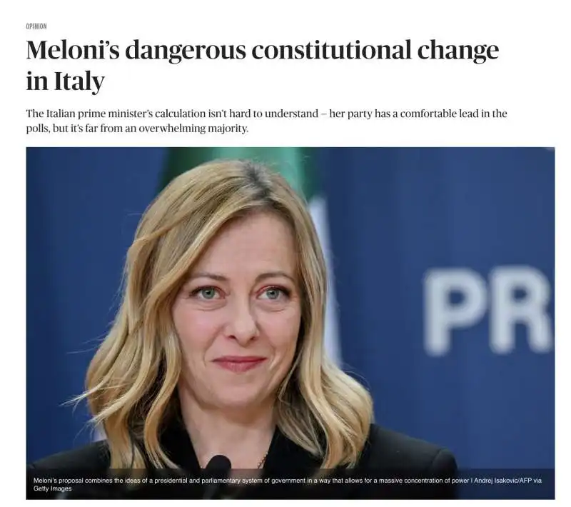 ARTICOLO DI POLITICO CONTRO IL PREMIERATO 