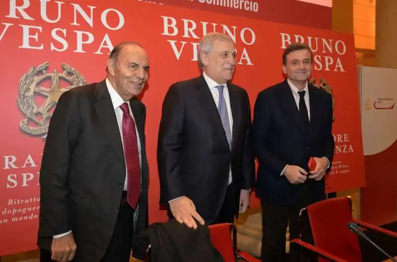 bruno vespa  antonio tajani  carlo calenda  foto di bacco