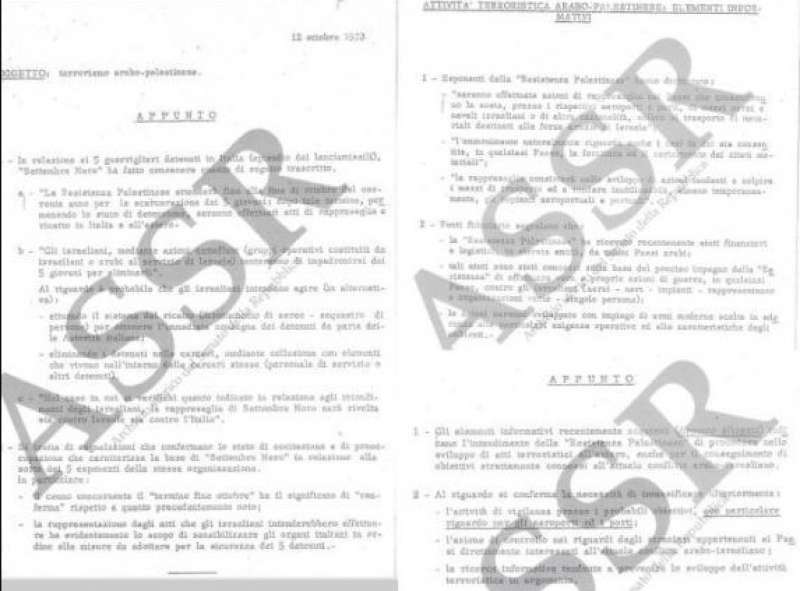 documento del 12 ottobre 1973 sul terrorismo arabo-palestinese - dal Fondo Mariano Rumor del Senato