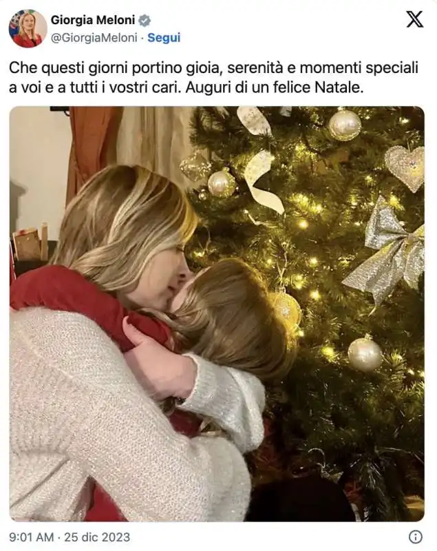 gli auguri di natale di giorgia meloni con la figlia ginevra 