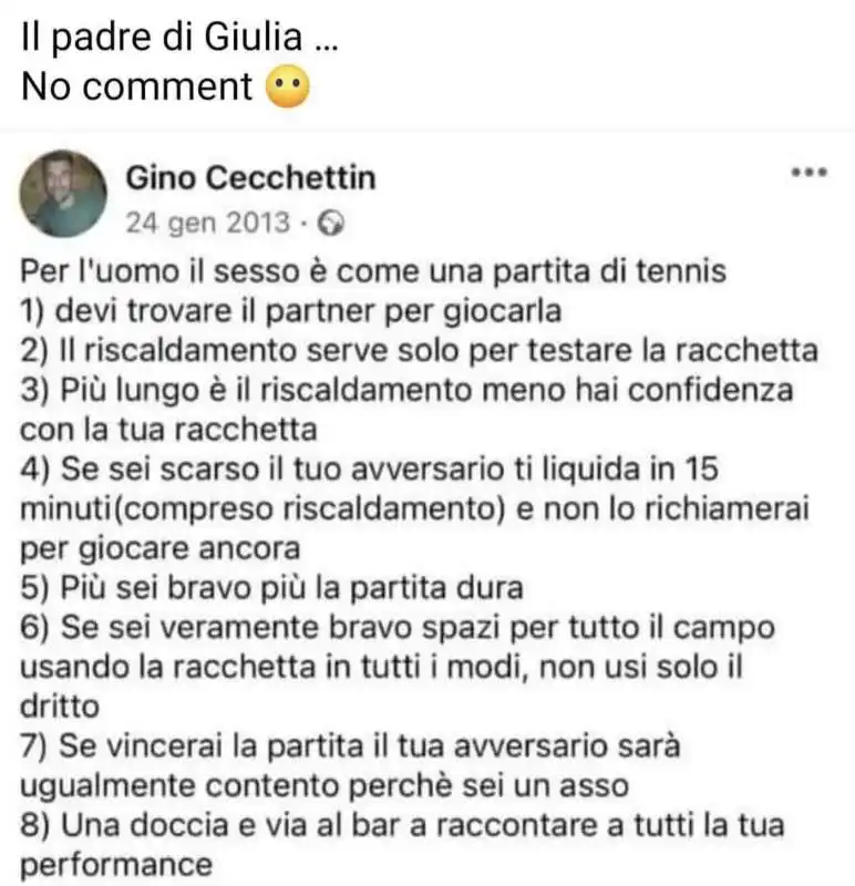 i vecchi tweet attribuiti a gino cecchettin   13