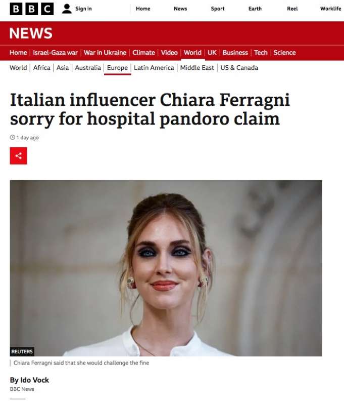 il caso del pandoro balocco di chiara ferragni finisce sulla bbc