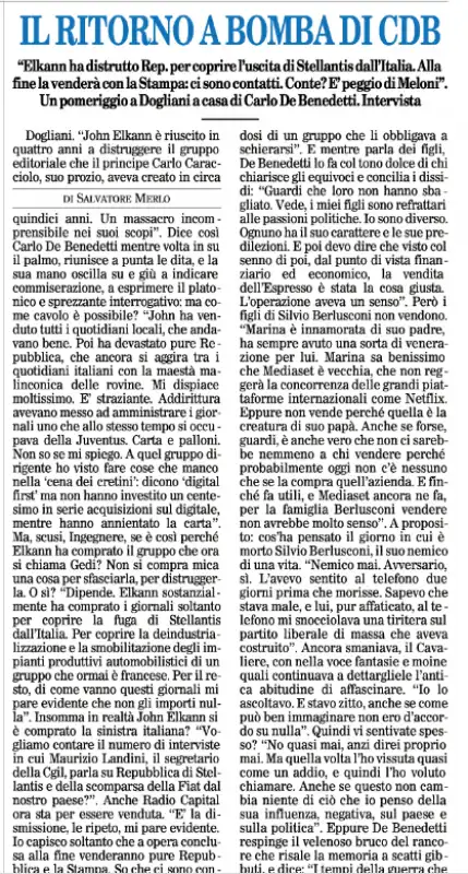 IL FOGLIO INTERVISTA A CARLO DE BENEDETTI