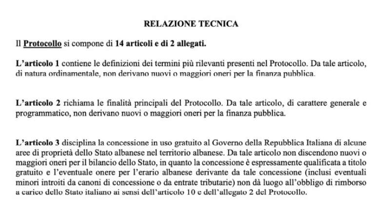 la relazione della ragioneria generale dello stato sul patto italia albania