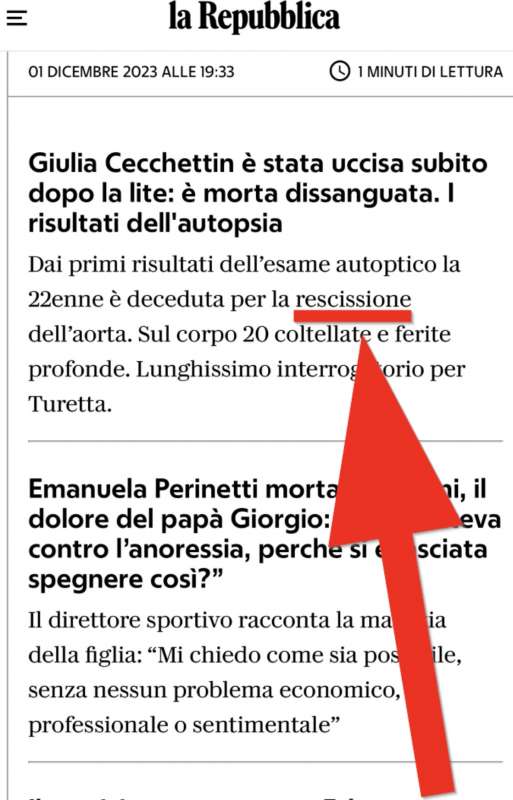 la repubblica, rescissione dell'aorta