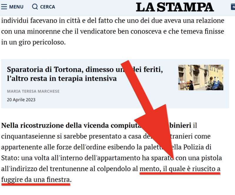 la stampa, il mento fugge dalla finestra