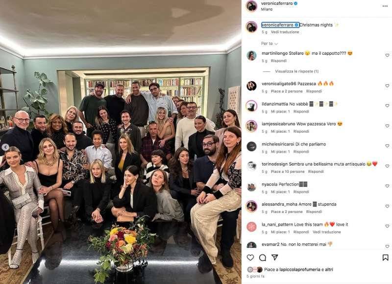 le foto del christmas party con chiara ferragni pubblicate da veronica ferraro