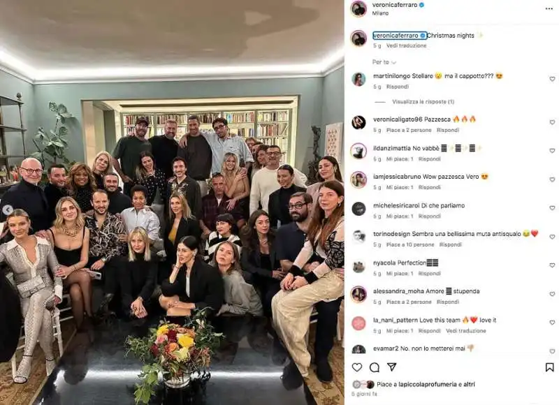 le foto del christmas party con chiara ferragni pubblicate da veronica ferraro