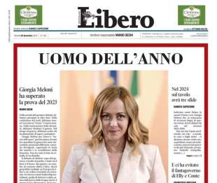 meloni uomo dell anno - prima pagina di libero del 29 dicembre 2023