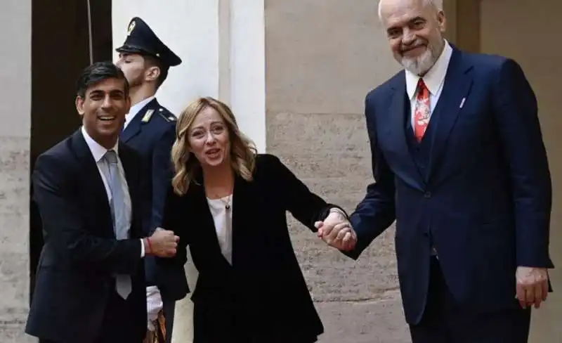 RISHI SUNAK - GIORGIA MELONI - EDI RAMA