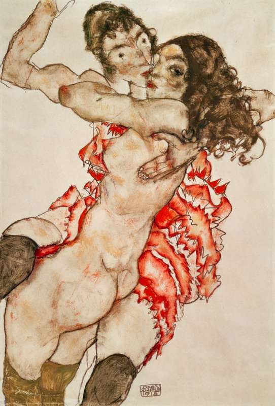 schiele abbraccio di due donne