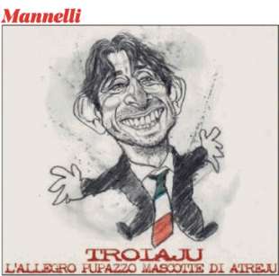 TROIAJU - DONZELLI IN VERSIONE ALLEGRO PUPAZZO MASCOTTE DI ATREJU - VIGNETTA BY MANNELLI