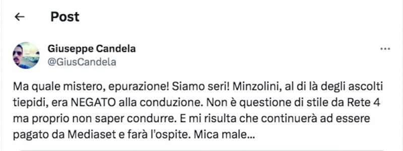 tweet di giuseppe candela sul caso minzolini