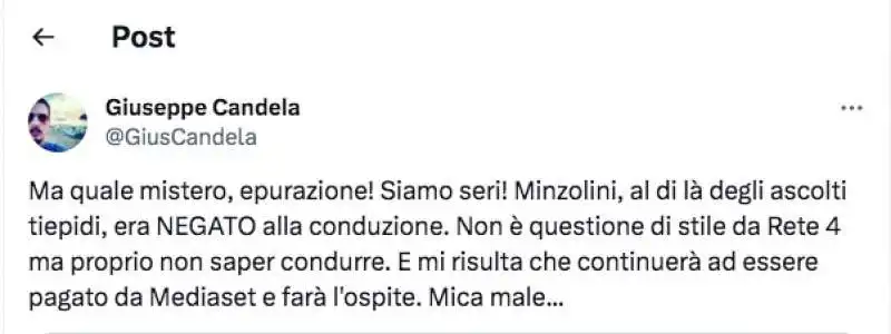 tweet di giuseppe candela sul caso minzolini