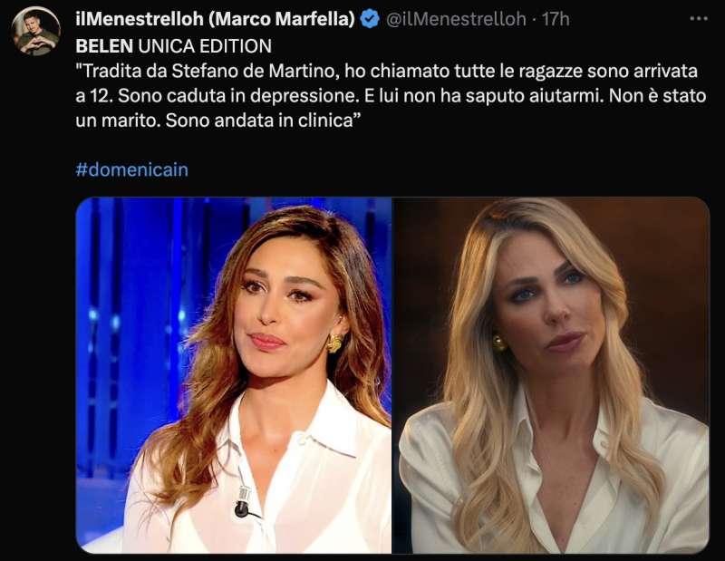 tweet su belen a domenica in 2