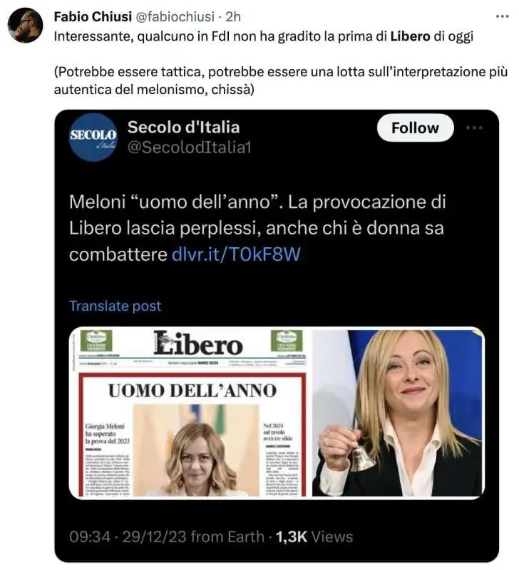 tweet su giorgia meloni eletto uomo dell anno   8