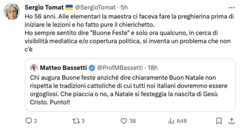 tweet sulla polemica natalizia di matteo bassetti 2