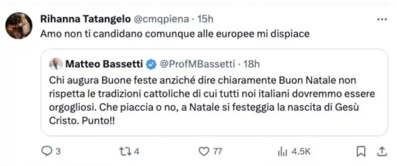 tweet sulla polemica natalizia di matteo bassetti    3