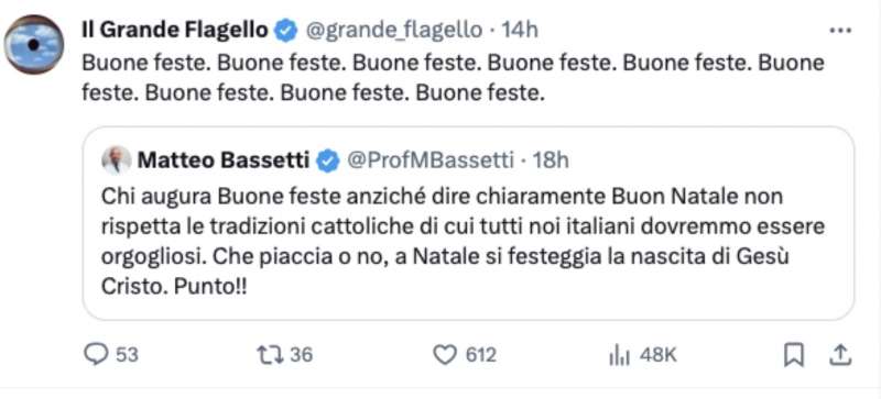 tweet sulla polemica natalizia di matteo bassetti 5