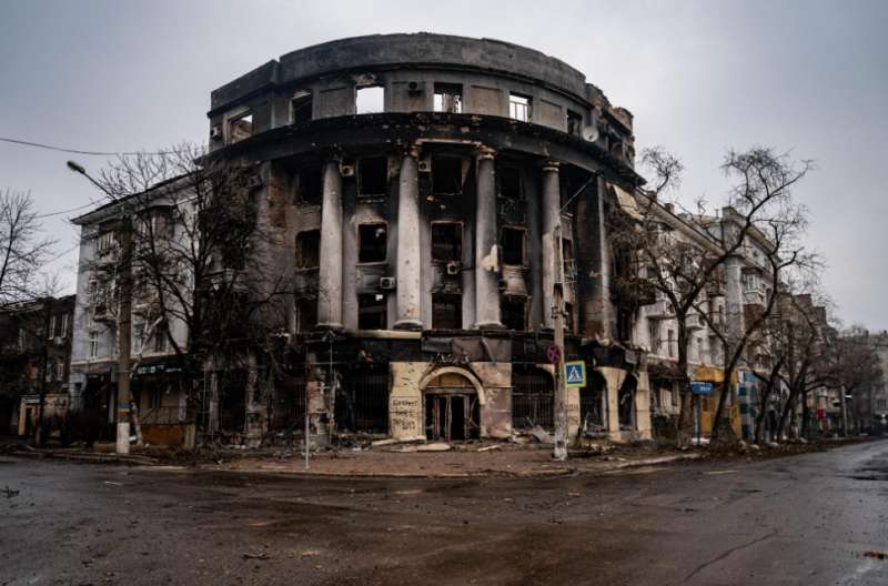 uno degli edifici distrutti a Bakhmut