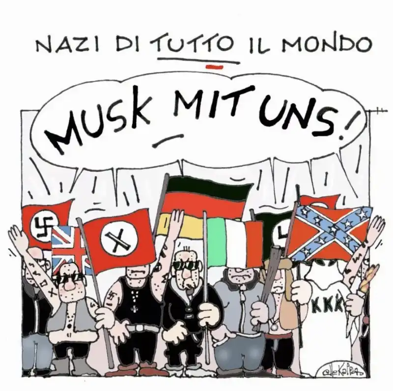 ELON MUSK E I NAZISTI DI TUTTO IL MONDO - VIGNETTA BY ELLEKAPPA