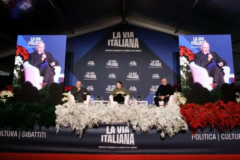 fausto bertinotti pietrangelo buttafuoco paolo bonolis   atreju   foto lapresse