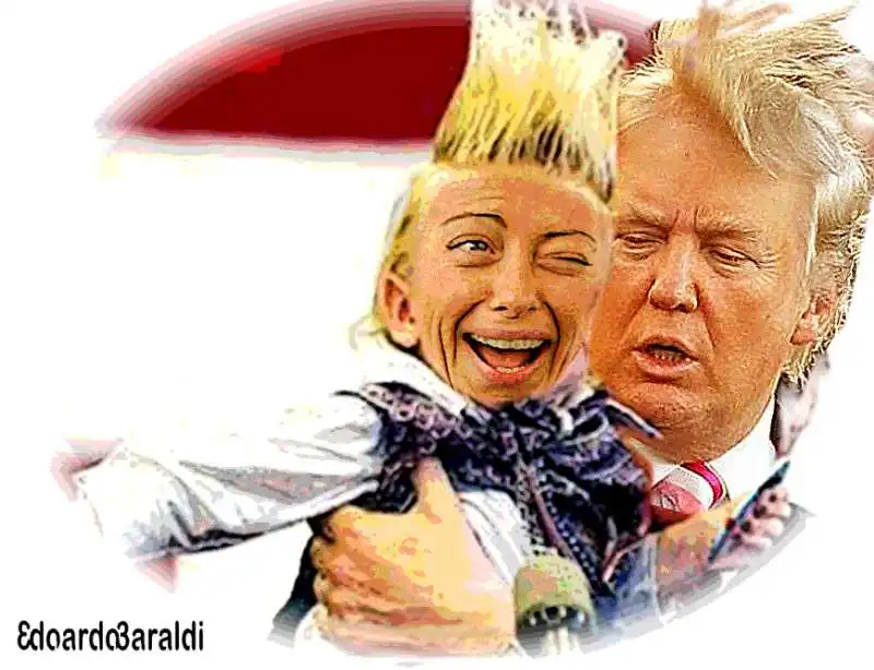 giorgia meloni e donald trump   meme by edoardo baraldi 