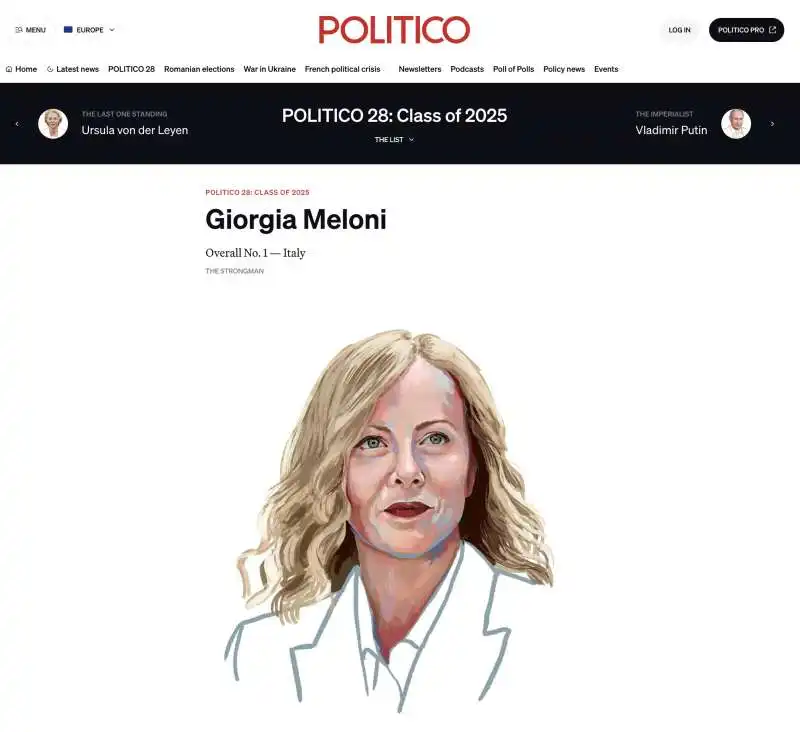 giorgia meloni persona piu potente d europa per politico.eu 