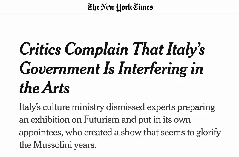 IL NEW YORK TIMES SCRIVE DELLA MOSTRA SUL FUTURISMO ALLO GNAM