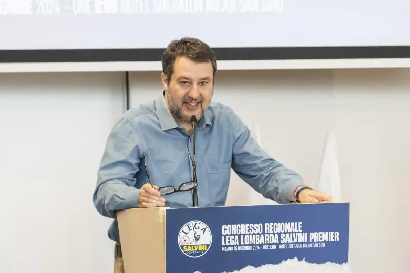 matteo salvini   congresso regionale lega lombarda   foto lapresse 