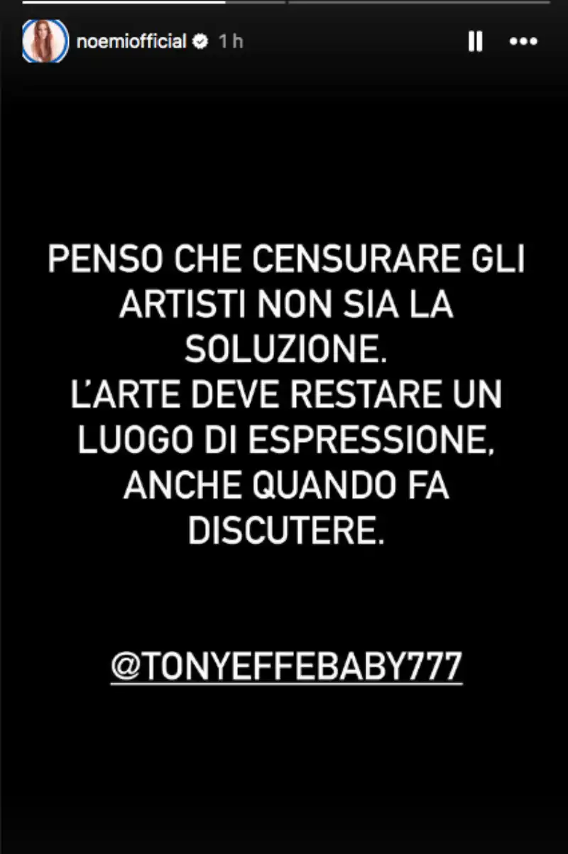 noemi solidarietà a tony effe su instagram